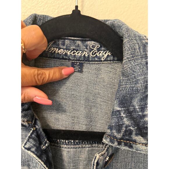 American Eagle Distressed Denim Jacket | Size Small - Picture 5 of 9